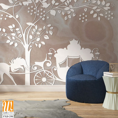 A wedding horse and carriage under the tree of life Wallpaper [WP-FXD-298]