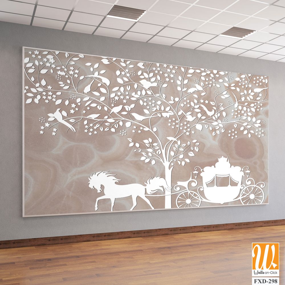 A wedding horse and carriage under the tree of life Wallpaper [WP-FXD-298]