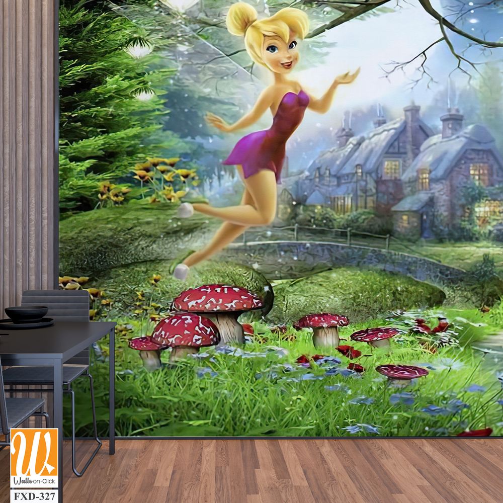 Tinkerbell flying over the fairy glade with her friends Wallpaper [WP-FXD-327]