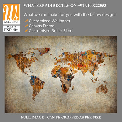 Rustic World Map, Vintage Style, Oil Painting Artwork Wallpaper [WP-FXD-404]