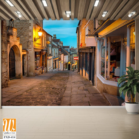 Old cobbled street in the medieval town [WP-FXD-414]