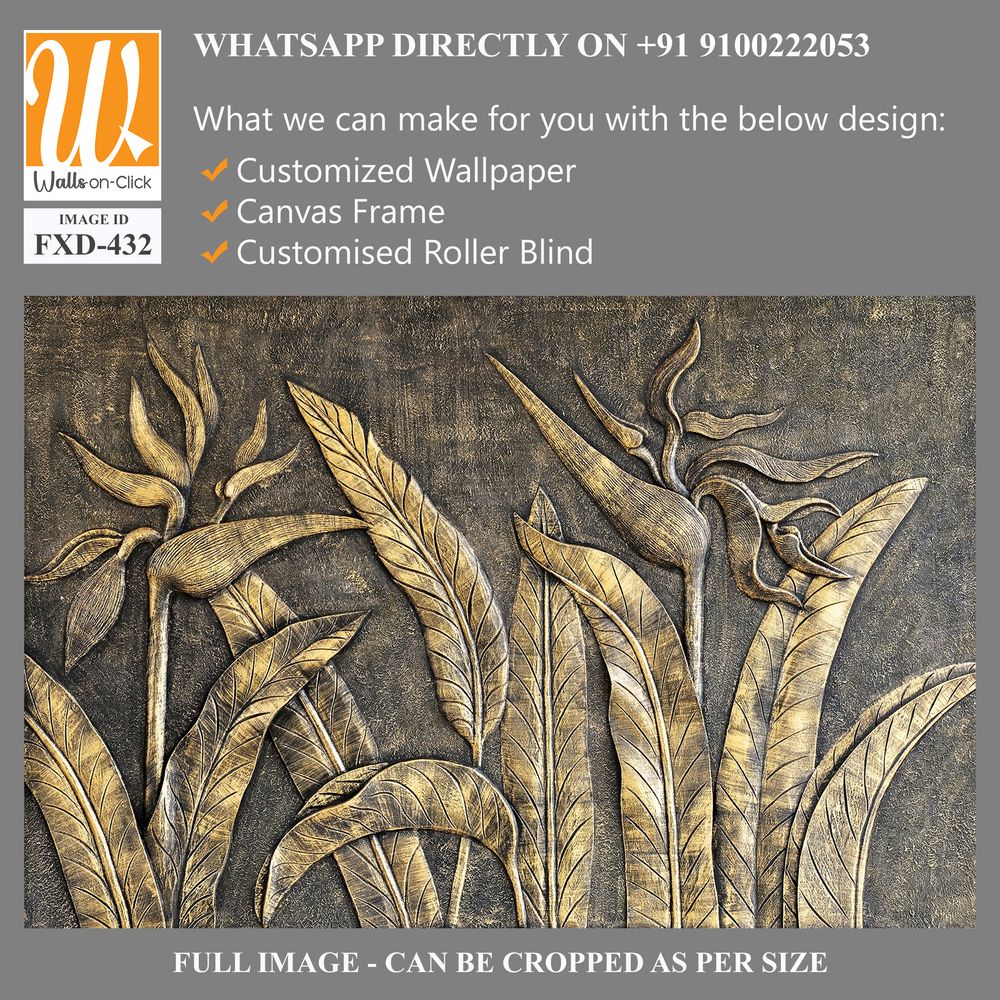 Rustic, carved wood wall art with bird of paradise plants [WP-FXD-432]