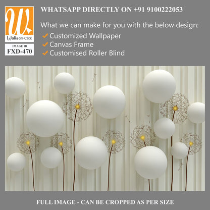 3D white spheres, dandelion-like shapes Wallpaper [WP-FXD-470]