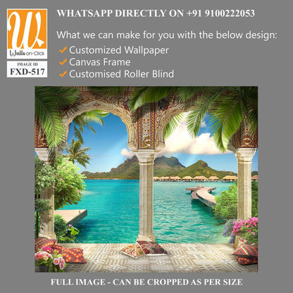 Mural depicting an exotic island with lush greenery Wallpaper [WP-FXD-517]