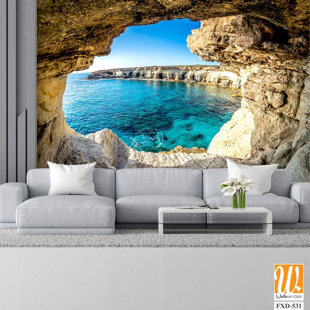 Inside the rock arch at Cyschl Studio in Paphos Wallpaper [WP-FXD-531]