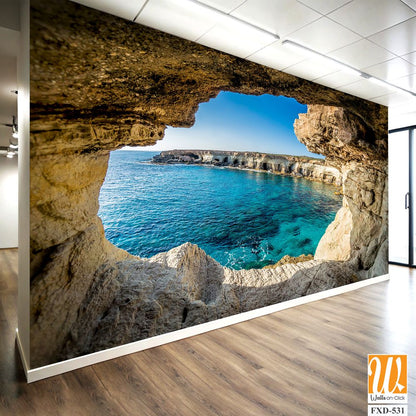 Inside the rock arch at Cyschl Studio in Paphos Wallpaper [WP-FXD-531]