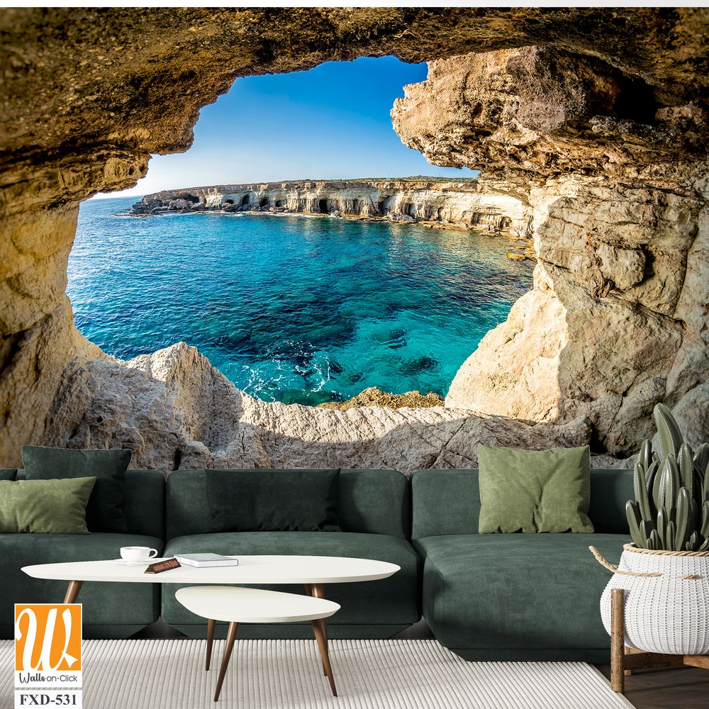 Inside the rock arch at Cyschl Studio in Paphos Wallpaper [WP-FXD-531]