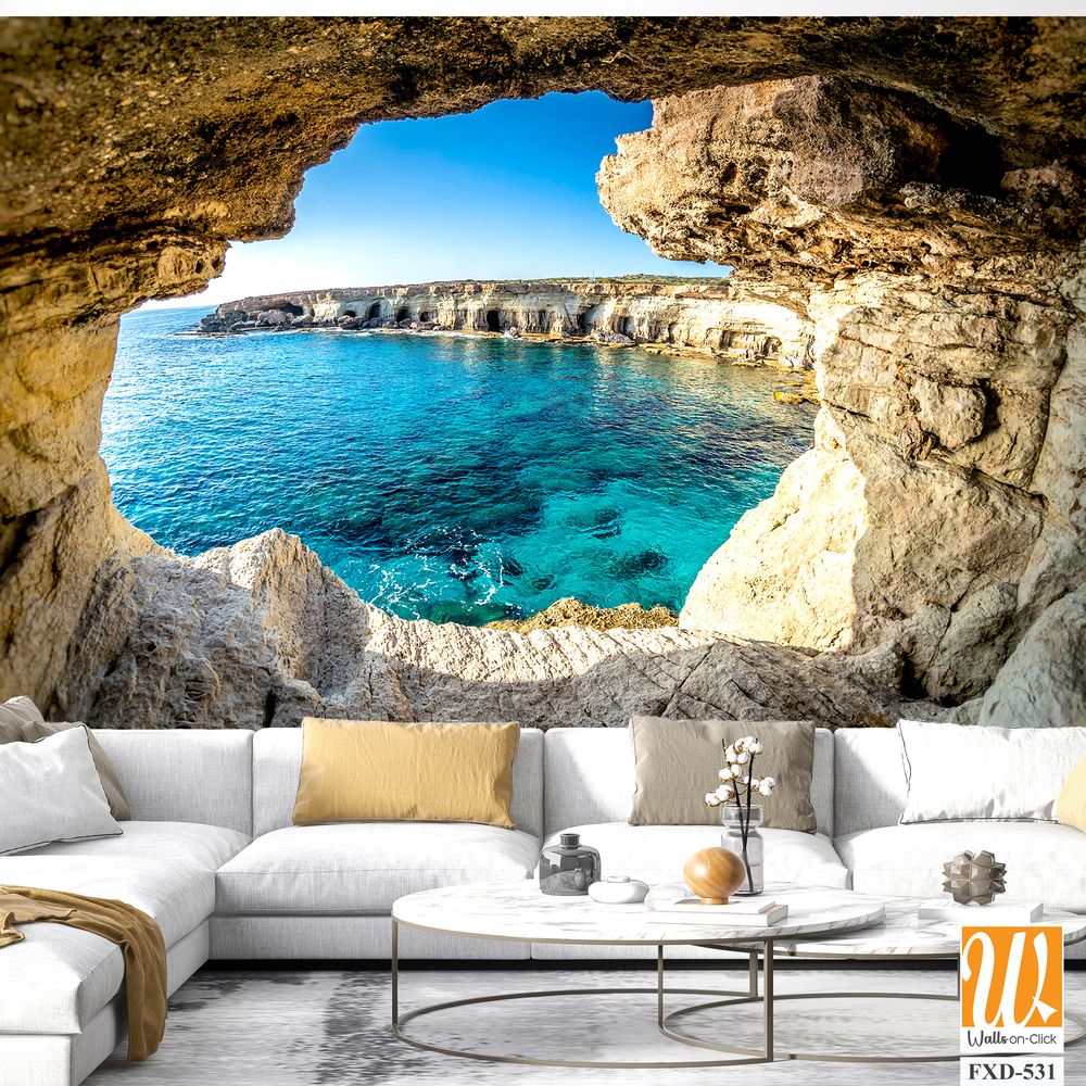 Inside the rock arch at Cyschl Studio in Paphos Wallpaper [WP-FXD-531]