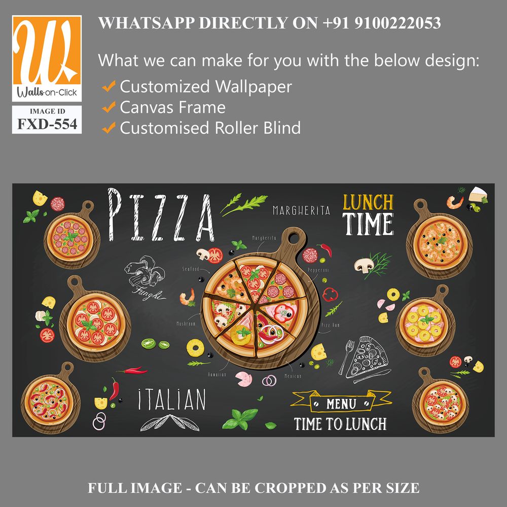 Design of an Italian pizza items with a chalkboard background Wallpaper [WP-FXD-554]