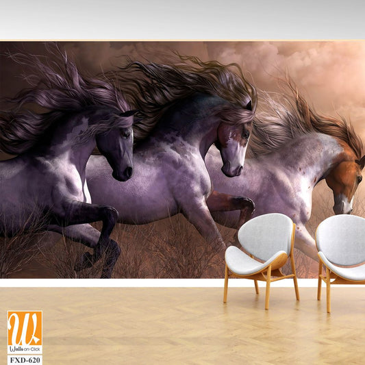 Stunning wall mural depicting majestic horses Wallpaper [WP-FXD-620]