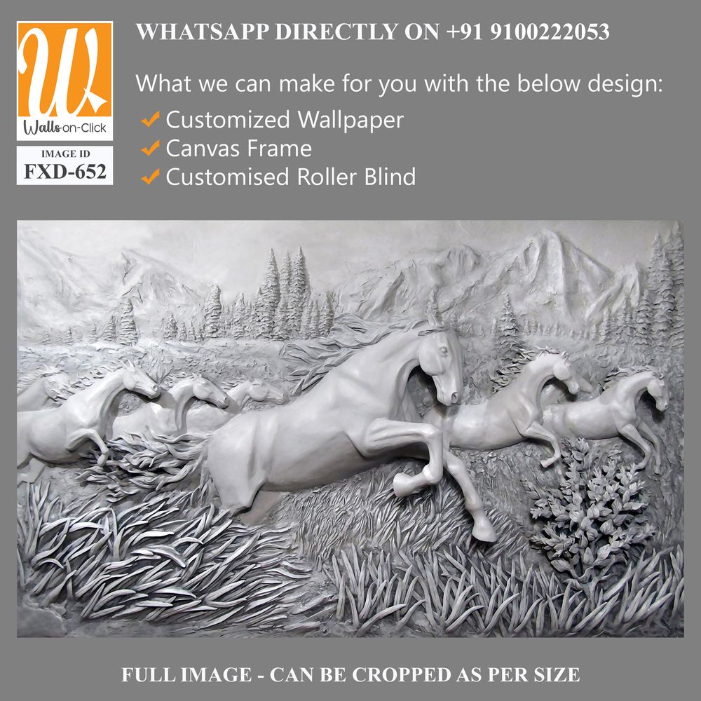 3D relief, 7 horses running in the mountains Wallpaper [WP-FXD-652]