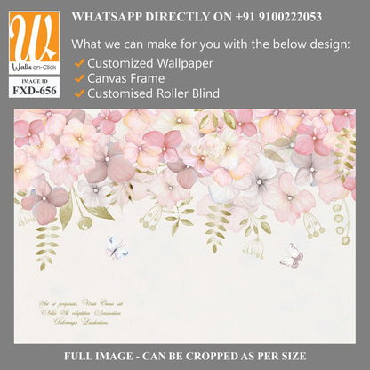 Art of pink and white flowers with butterflies Wallpaper [WP-FXD-656]