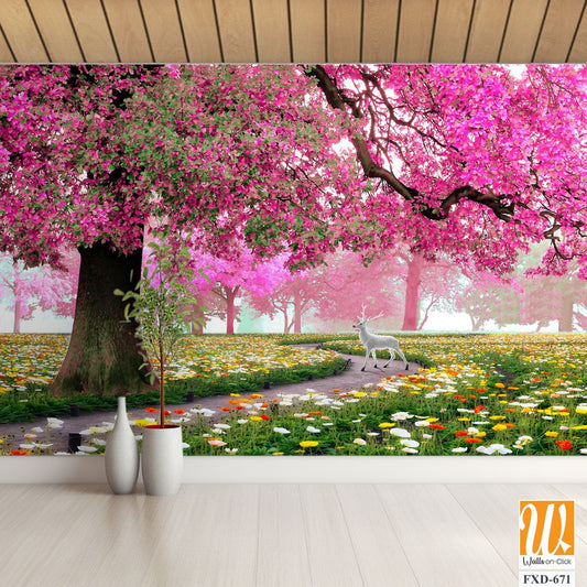 Cherry blossom tree in full bloom Wallpaper [WP-FXD-671]