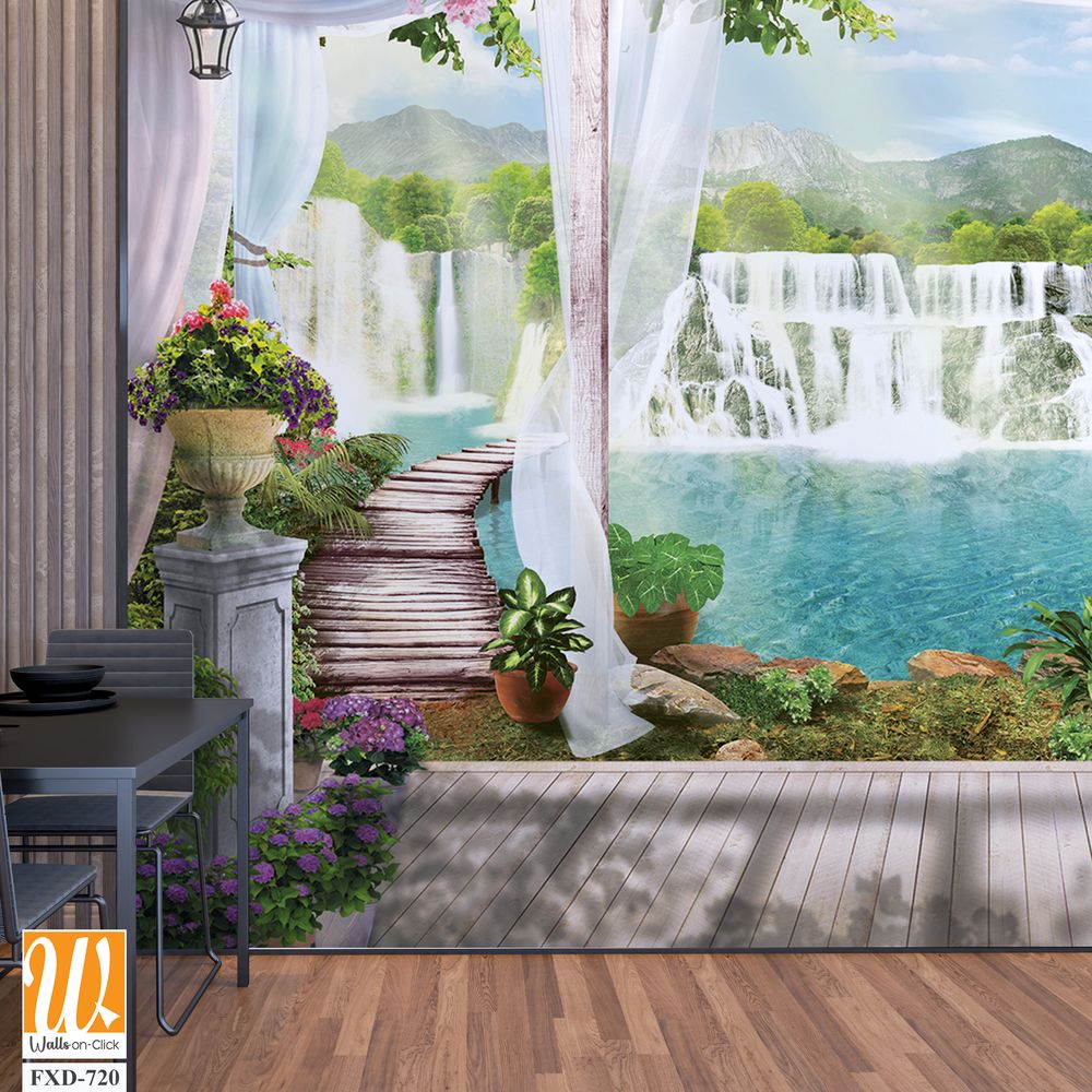 Deckview of a beautiful waterfall Wallpaper [WP-FXD-720]