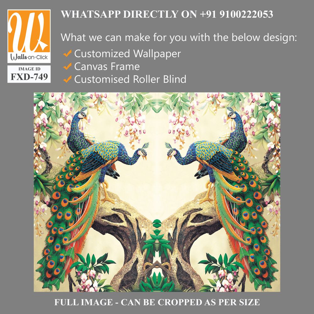 Traditional decorative pattern of two peacocks Wallpaper [WP-FXD-749]