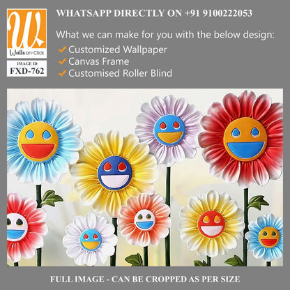 Flower sculptures with happy faces Wallpaper [WP-FXD-762]