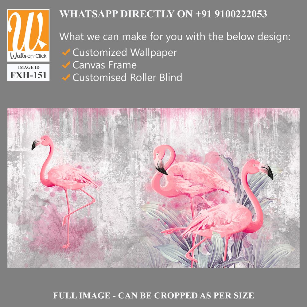 Flamingos on a texture photo for your room. Photo wallpapers that fit a light interior [WP-FXH-151]