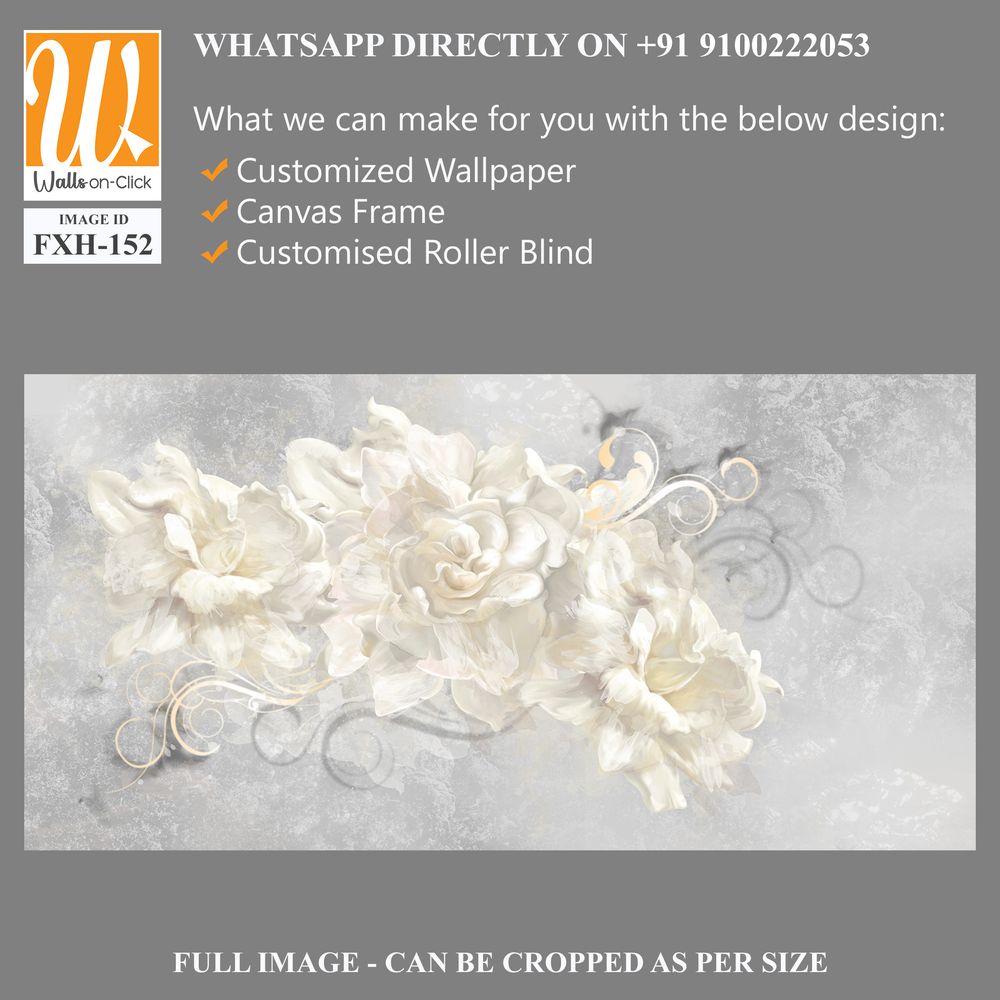 White roses on white textured background for light room design [WP-FXH-152]