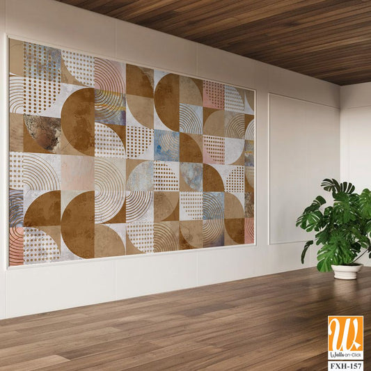 Design in the loft, classic, modern style. Graphic geometry on concrete grunge background. Light, delicate photo wallpaper, mural, wallpaper, card, postcard design. [WP-FXH-157]