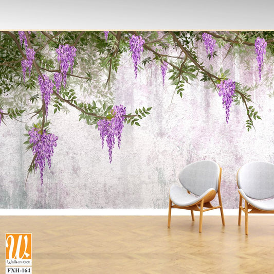 Curly flowers wisteria on branches, photo wallpapers [WP-FXH-164]