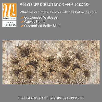 Graphic exotic plants on a textured background. Beige background. Designed for photo wallpaper, photo wallpaper design, loft style photo wallpaper, classic, modern. wall murals in a room or home inter [WP-FXH-195]