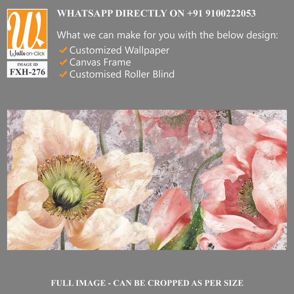 Large buds of poppies on a textured background, wall murals in a room or home interior, label, poster, banner, postcard [WP-FXH-276]