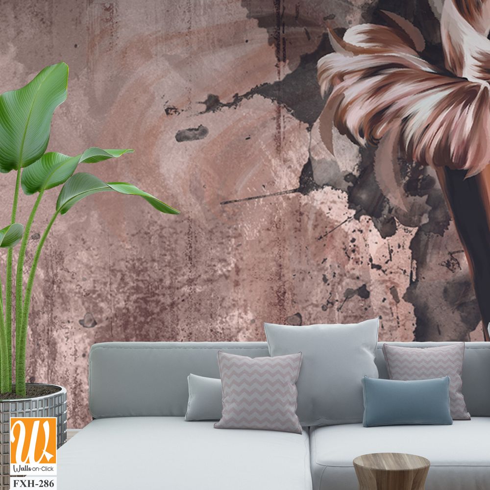 Ballerina in a watercolor style on a textural background, on a textural background watercolor stains with elements of shade, art-drawn ballerina in a pastel style, wall murals in the room [WP-FXH-286]