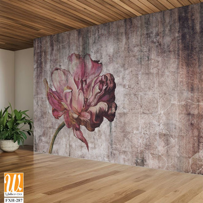 Peony on a textured background in vintage style, wallpaper in the room [WP-FXH-287]