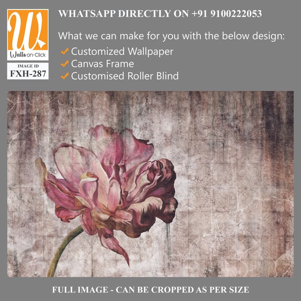 Peony on a textured background in vintage style, wallpaper in the room [WP-FXH-287]