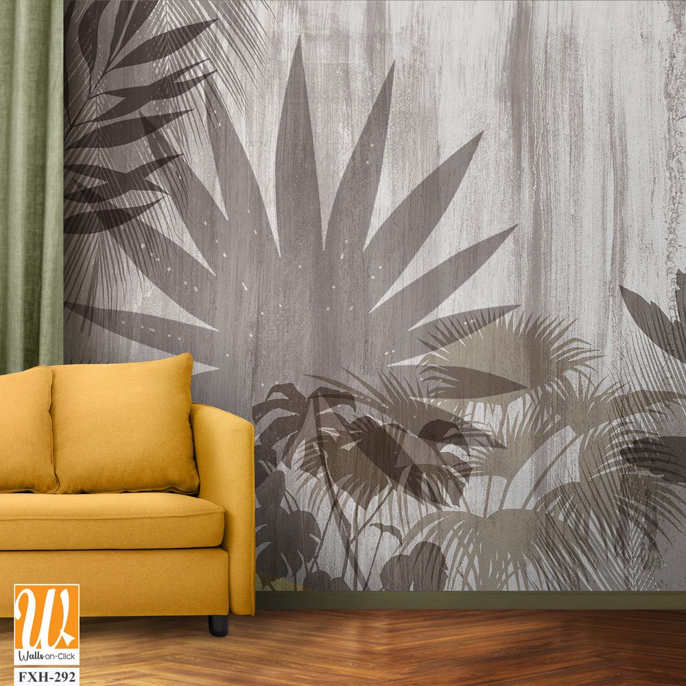 Tropical palm leaves. Mural, Wallpaper for internal printing. 3D illustration [WP-FXH-292]