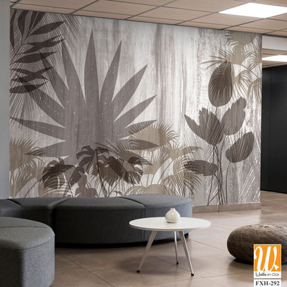 Tropical palm leaves. Mural, Wallpaper for internal printing. 3D illustration [WP-FXH-292]