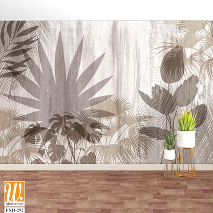 Tropical palm leaves. Mural, Wallpaper for internal printing. 3D illustration [WP-FXH-292]