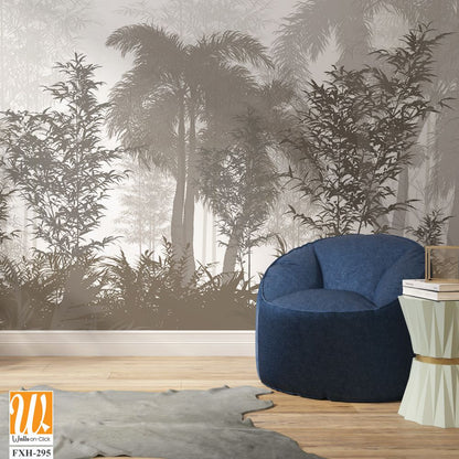 Tropical palm leaves. Mural, Wallpaper for internal printing. 3D illustration [WP-FXH-295]