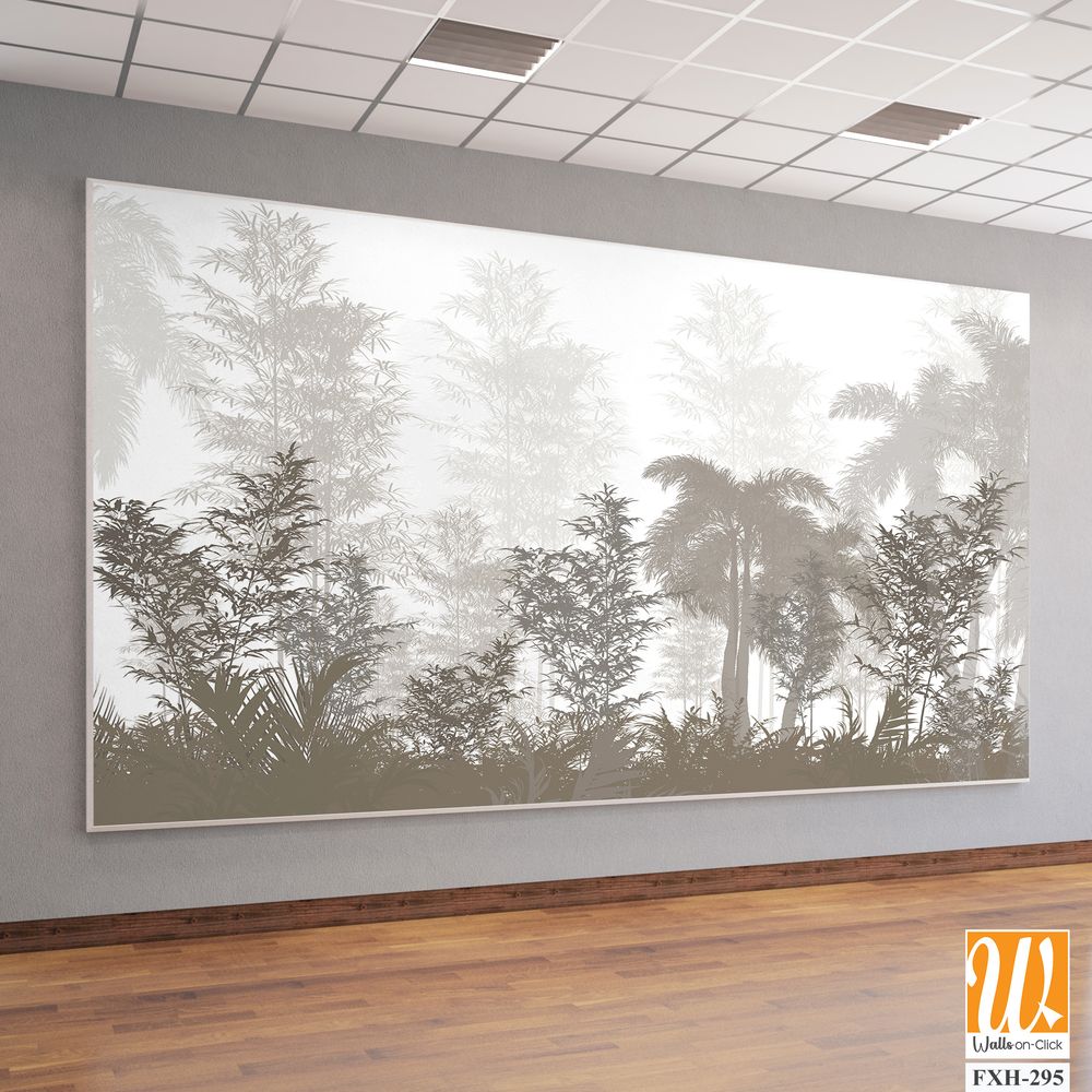 Tropical palm leaves. Mural, Wallpaper for internal printing. 3D illustration [WP-FXH-295]