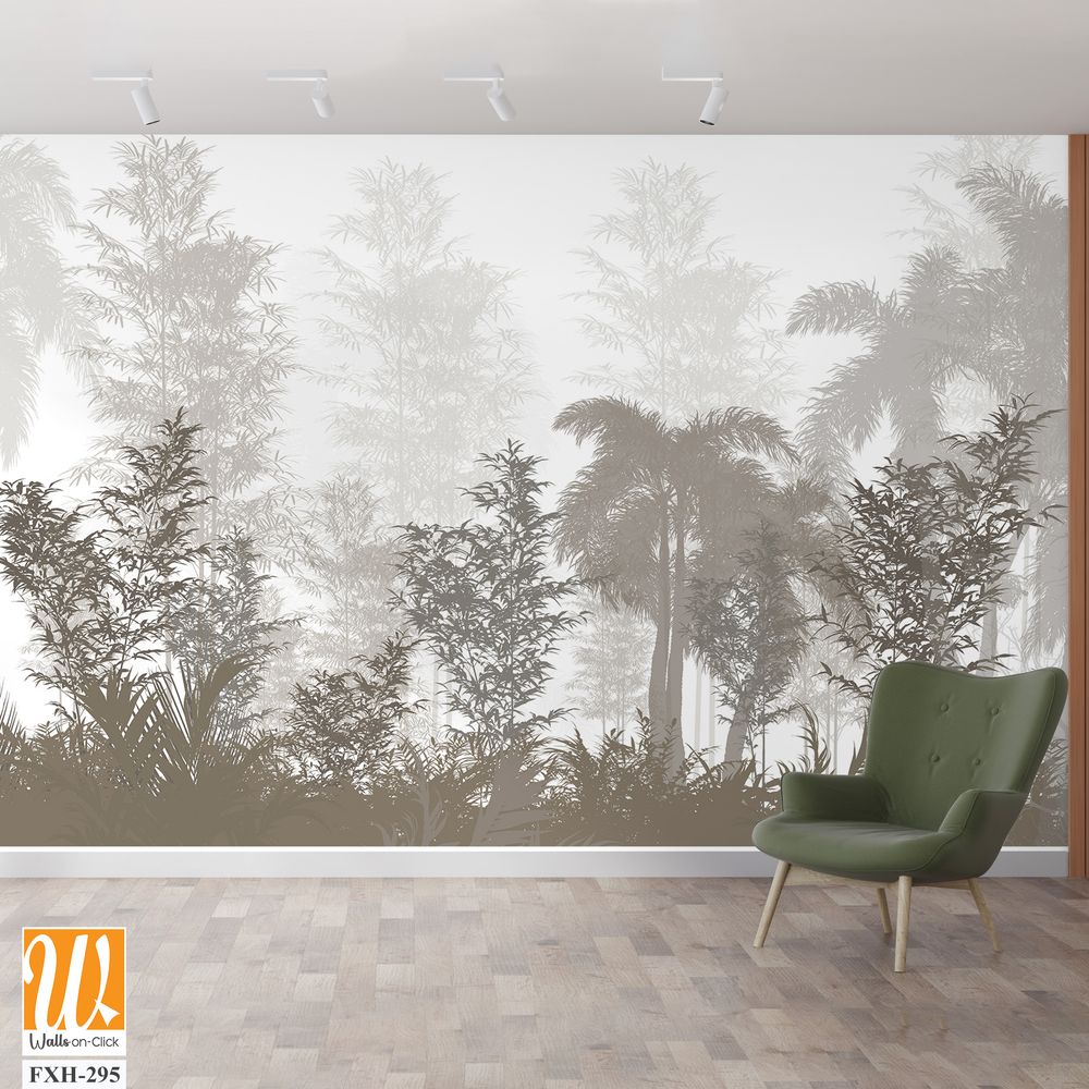 Tropical palm leaves. Mural, Wallpaper for internal printing. 3D illustration [WP-FXH-295]