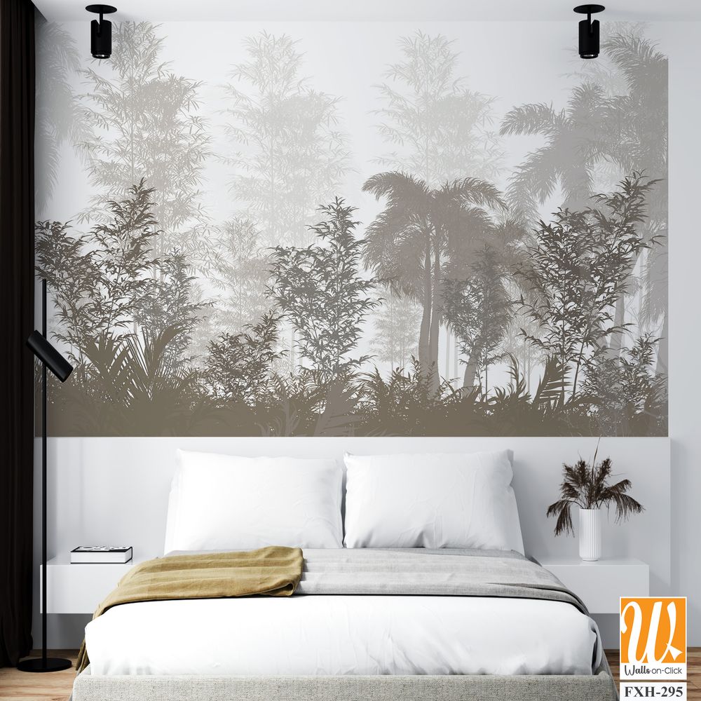 Tropical palm leaves. Mural, Wallpaper for internal printing. 3D illustration [WP-FXH-295]