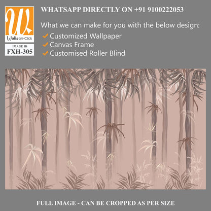 Pastel background on which painted trees with leaves, tropical art murals in the interior [WP-FXH-305]