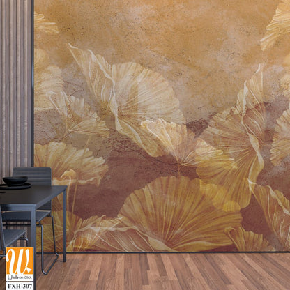 Monochromatic texture background on which are depicted barely visible art painted gold sheets, photo wallpaper in the interior [WP-FXH-307]