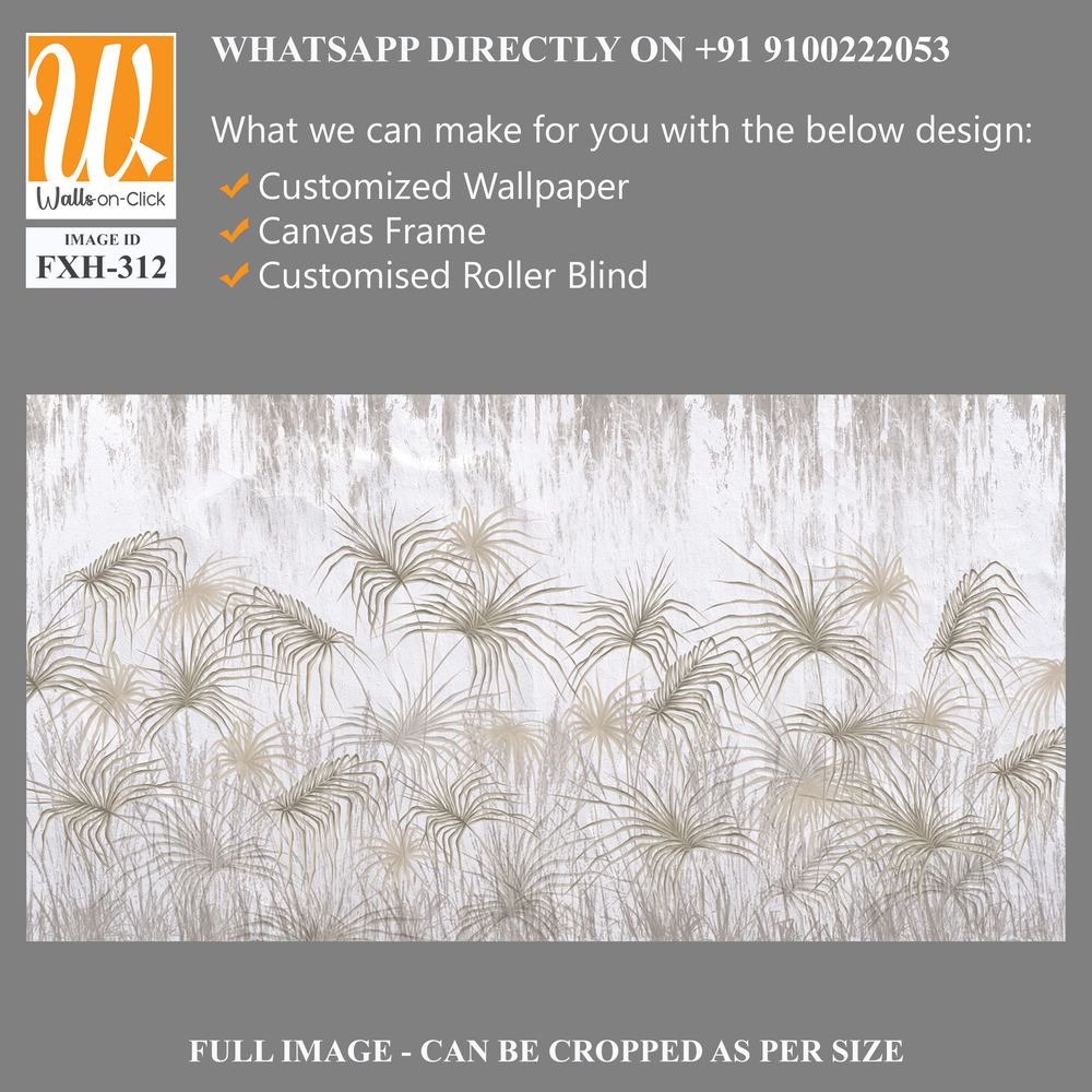 Tropical palm leaves on a texture background, art drawing, photo wallpaper [WP-FXH-312]