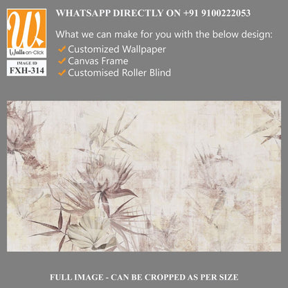 Retro textured tiled background with a shabby texture, which depicts worn art flowers and leaves, wall murals for the interior [WP-FXH-314]