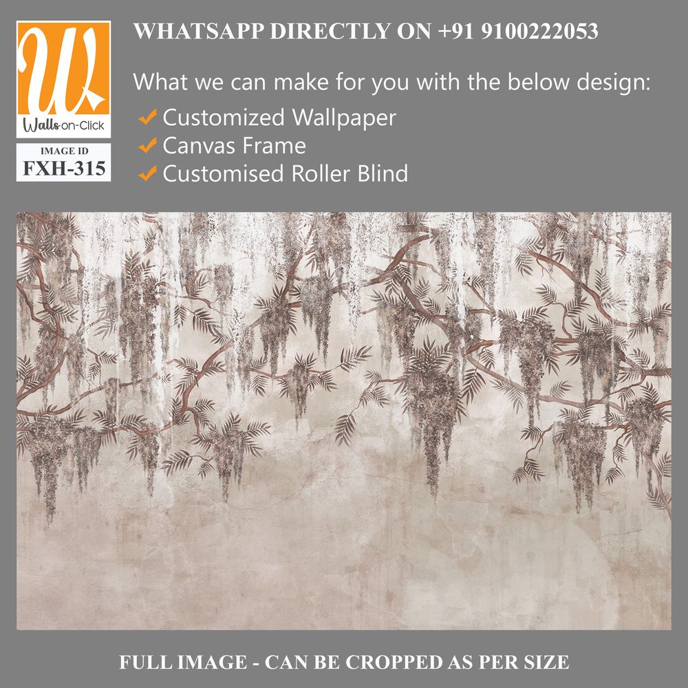 Vintage photo wallpaper which depicts branches with flowers with worn elements [WP-FXH-315]