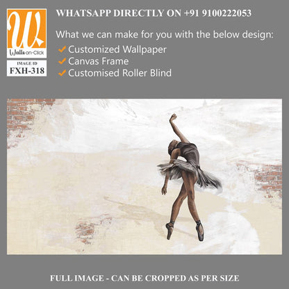 Art ballerina on a textured background with scuffs and a brick texture, photo wallpaper for the interior [WP-FXH-318]