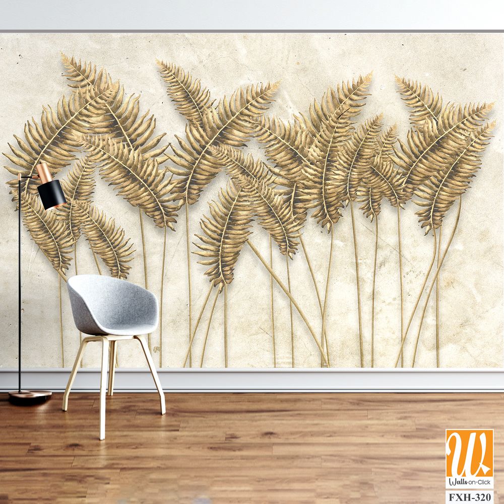 Gold Tropical Wallpaper Design - 3D illustration [WP-FXH-320]