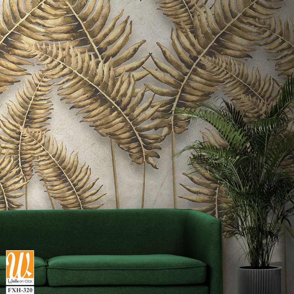 Gold Tropical Wallpaper Design - 3D illustration [WP-FXH-320]