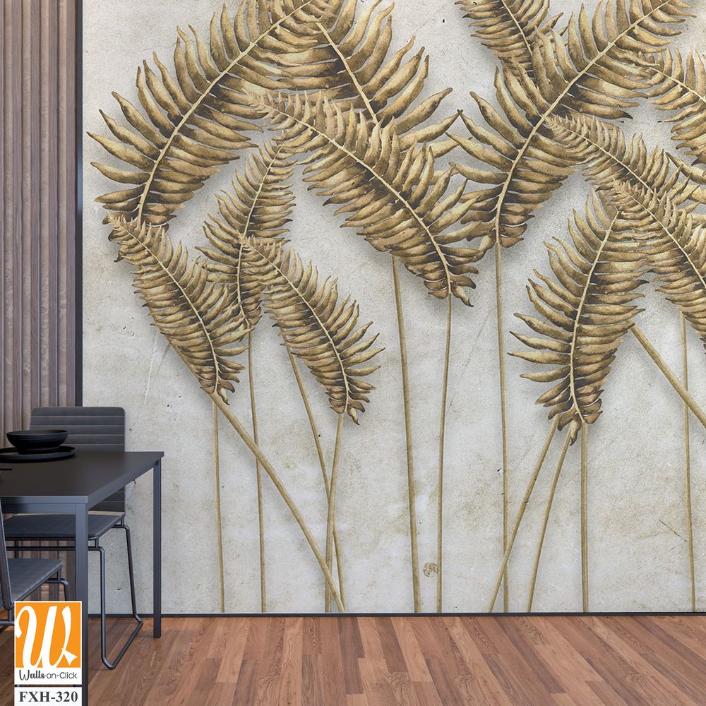 Gold Tropical Wallpaper Design - 3D illustration [WP-FXH-320]