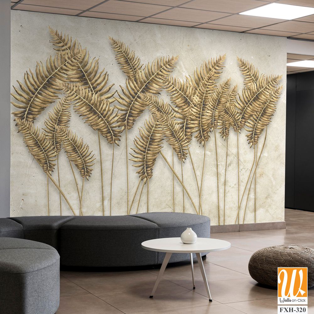 Gold Tropical Wallpaper Design - 3D illustration [WP-FXH-320]