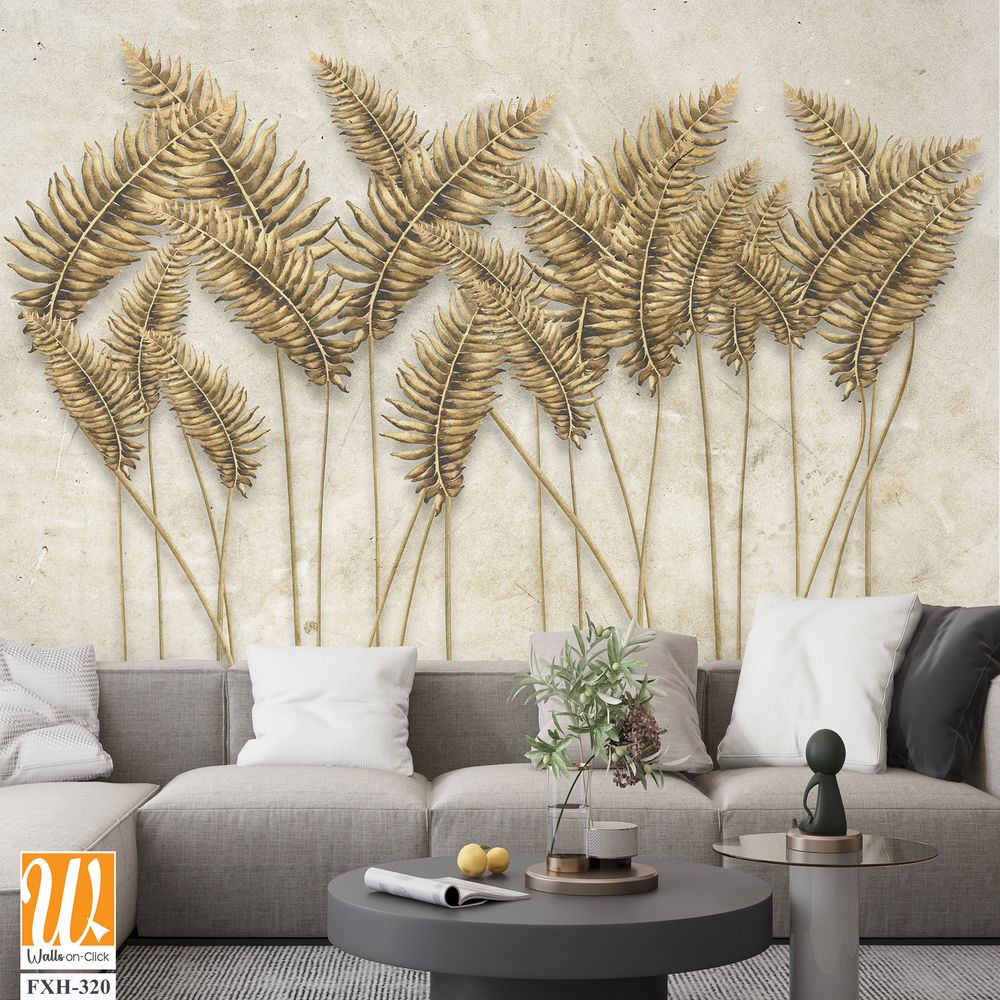 Gold Tropical Wallpaper Design - 3D illustration [WP-FXH-320]