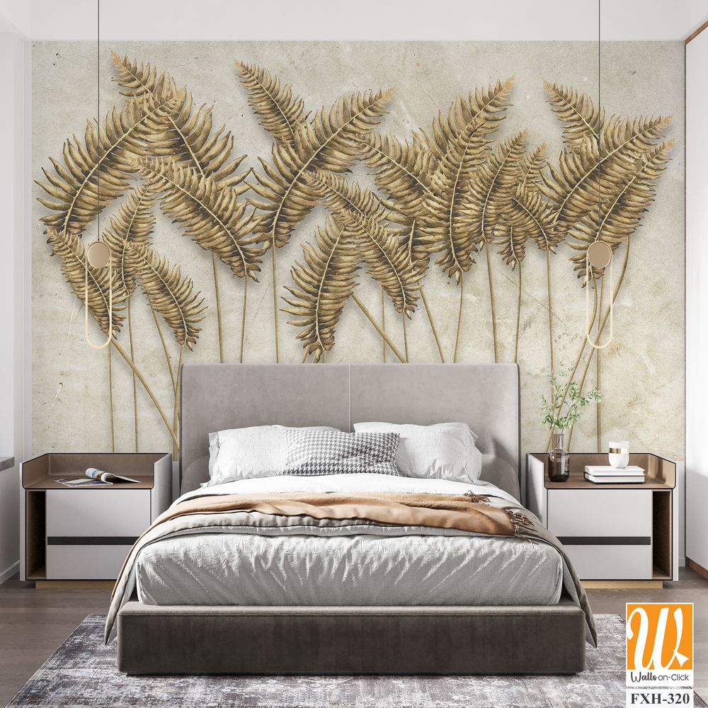 Gold Tropical Wallpaper Design - 3D illustration [WP-FXH-320]