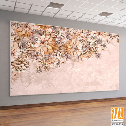 Drawn large art flower buds on a textured background drawing in bright colors photo wallpaper in the interior [WP-FXH-335]