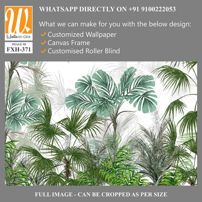 Art drawn tropical plants trees leaves white background photo wallpaper [WP-FXH-371]